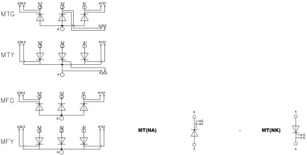 Non-insulated Thyristor/Thyristor Diode Modules